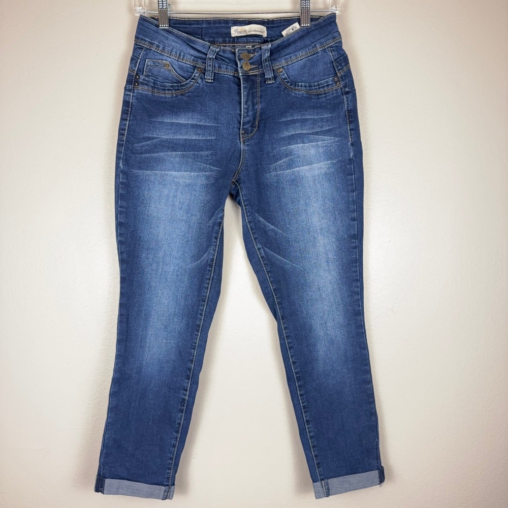 Royalty For Me WannaBettaButt Skinny Jeans Womens 8P Blue Cuffed Stretch Denim